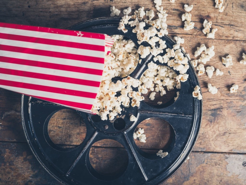 Popcorn and film reel