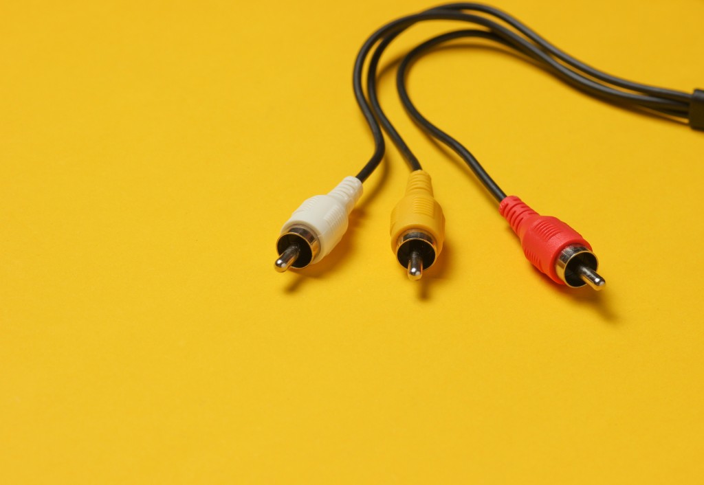RCA cable on yellow background