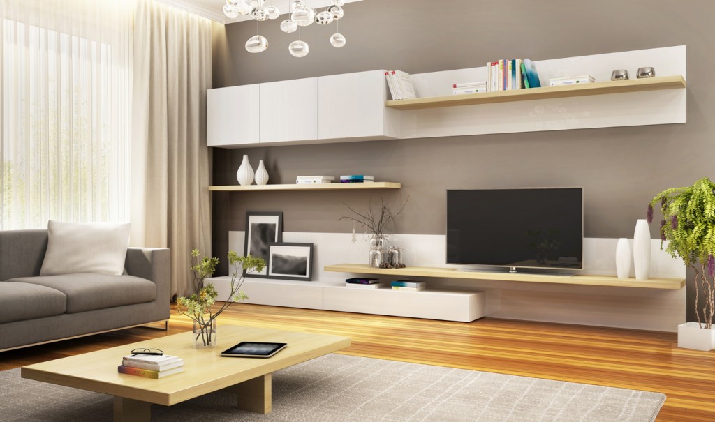 Modern tv cabinet in the luxury living room