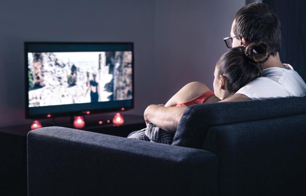 Couple watching their Smart TV