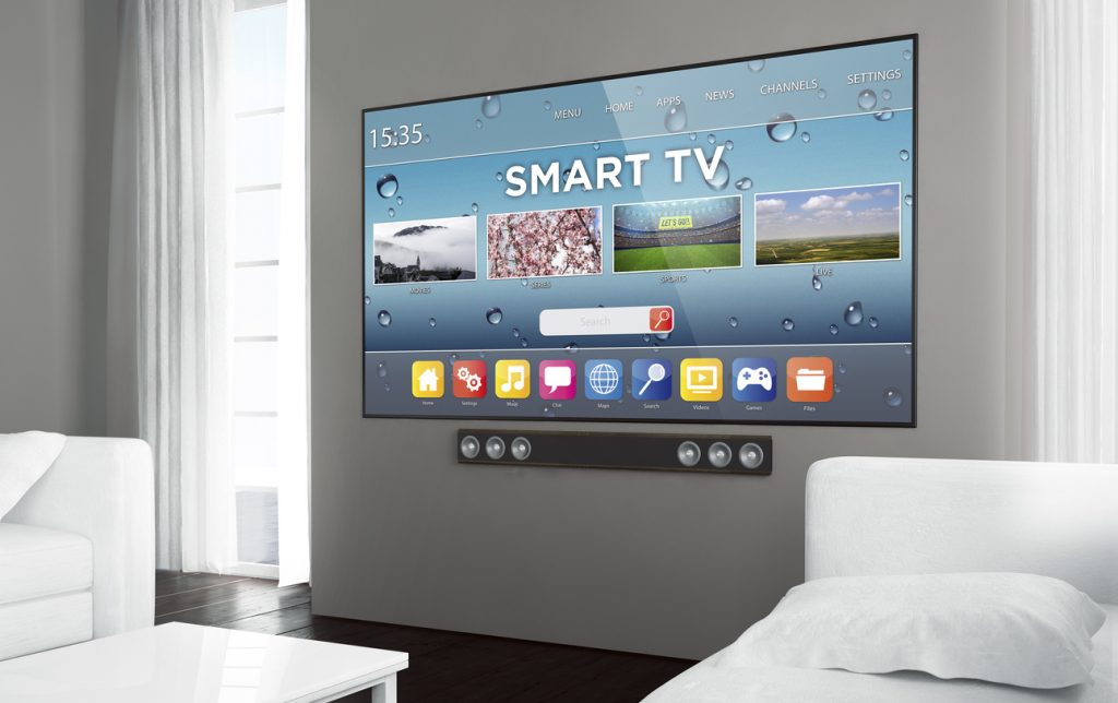 Smart TV mounted on a wall