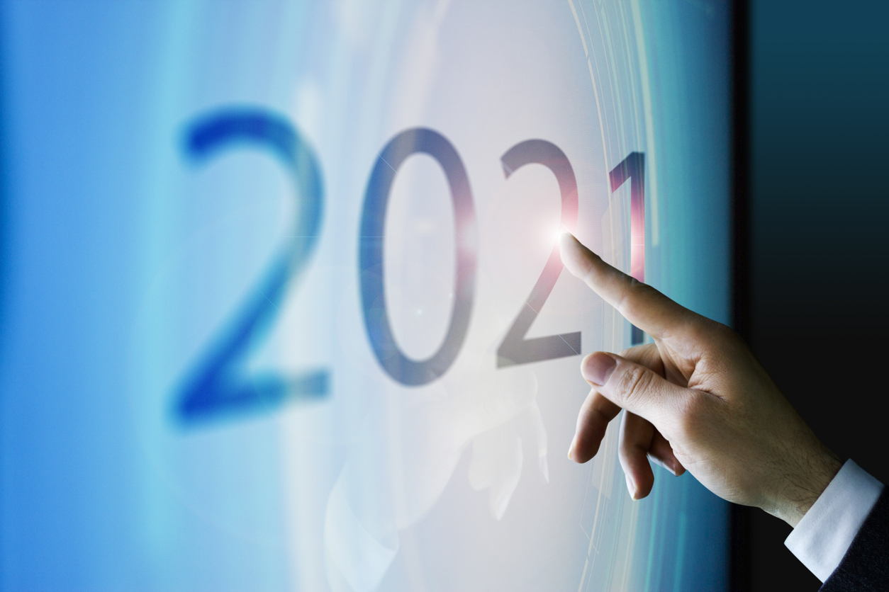 TV screen with the year 2021 displayed