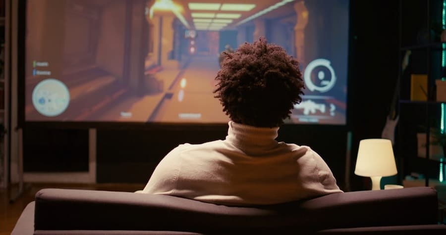 A person watching a video game